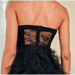 Lace Mesh Off Shoulder High Waist Evening Dress