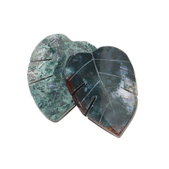 Moss Agate Leaf Shaped Crystal Carving
