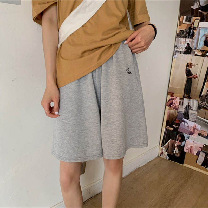 Loose 3XL Solid Embroidery BF Wide-leg Knee-length Harajuku Casual Simple