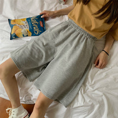 Loose 3XL Solid Embroidery BF Wide-leg Knee-length Harajuku Casual Simple