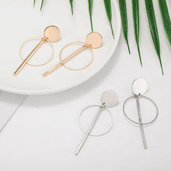 Round Metal Drop Gold Pendientes Statement Fashion AccessOries Earring