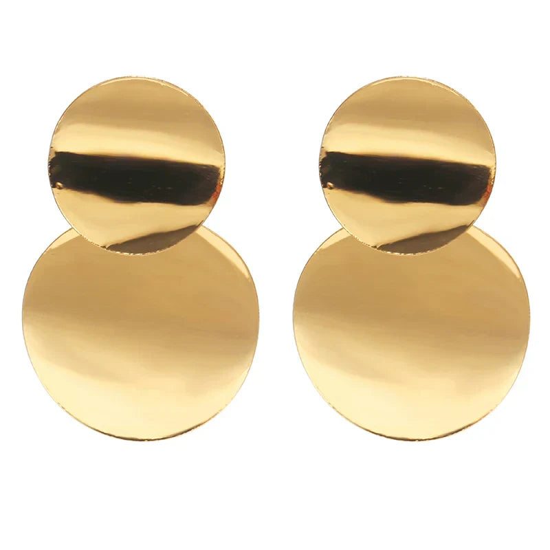 Round Metal Drop Gold Pendientes Statement Fashion AccessOries Earring
