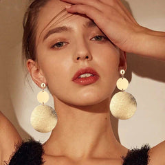 Round Metal Drop Gold Pendientes Statement Fashion AccessOries Earring
