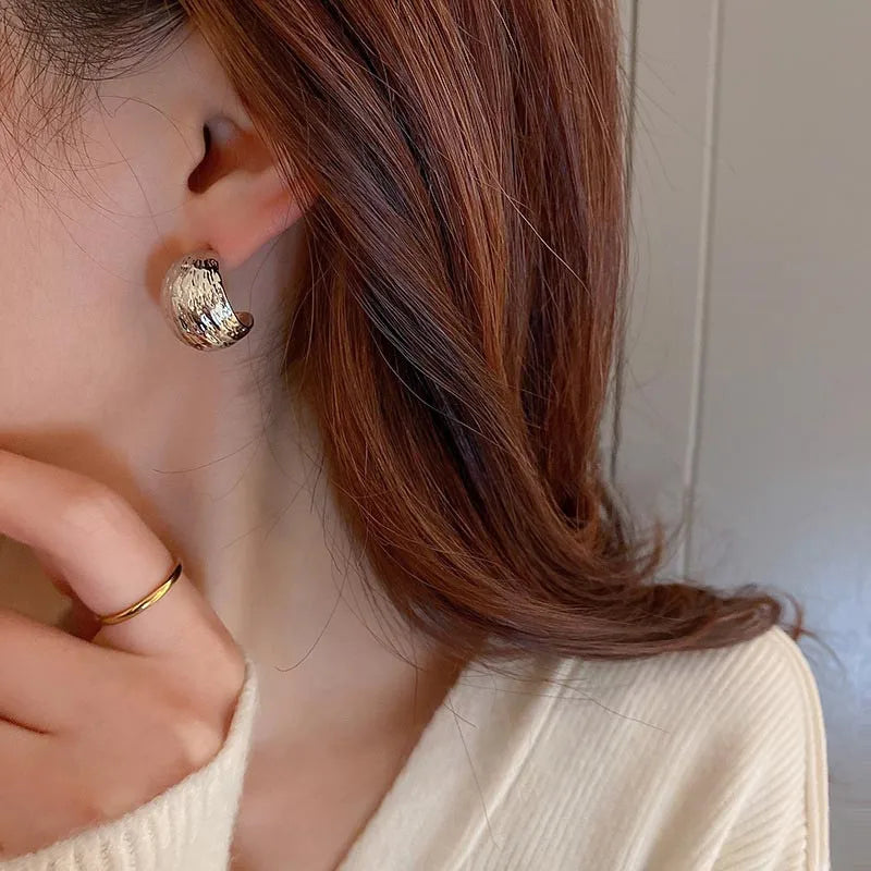 Simple Rock Smooth Small Metal Peas Punk Party ValentineDay Bijoux Earring