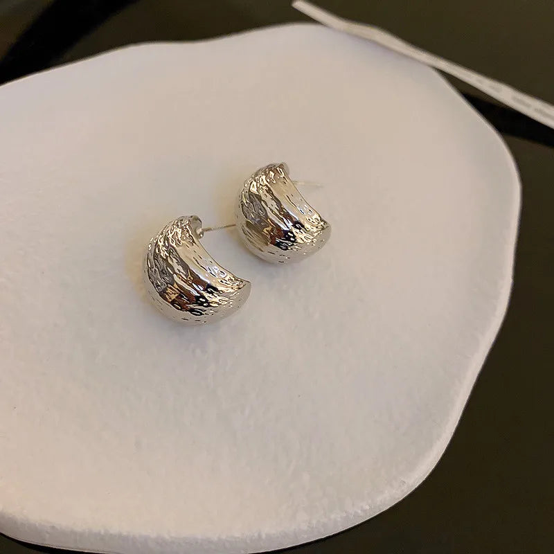Simple Rock Smooth Small Metal Peas Punk Party ValentineDay Bijoux Earring