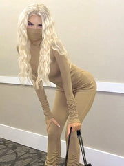 Turtleneck Long Sleeve Skinny One Piece Playsuit