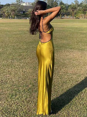 Sleeveless Slips Backless Patchwork Lace Up Cut Out Elegant Gorgeous Stylish Fashionable Maxi Dress