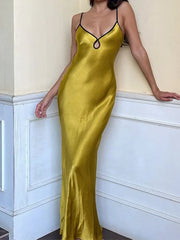 Sleeveless Slips Backless Patchwork Lace Up Cut Out Elegant Gorgeous Stylish Fashionable Maxi Dress