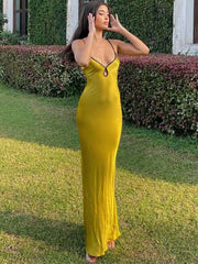 Sleeveless Slips Backless Patchwork Lace Up Cut Out Elegant Gorgeous Stylish Fashionable Maxi Dress