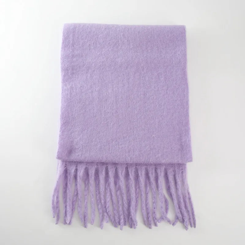 Cashmere Scarves for - Thick and Warm Muffler with Tassel Detail