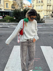 Solid Round Neck Pullover Long Sleeve Knitted Jumper Sweater