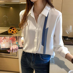 Patchwork Elegant Fashion Chiffon Shirts