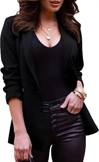 Long Sleeve Lapel Office Spring Autumn Button Blazer Jacket