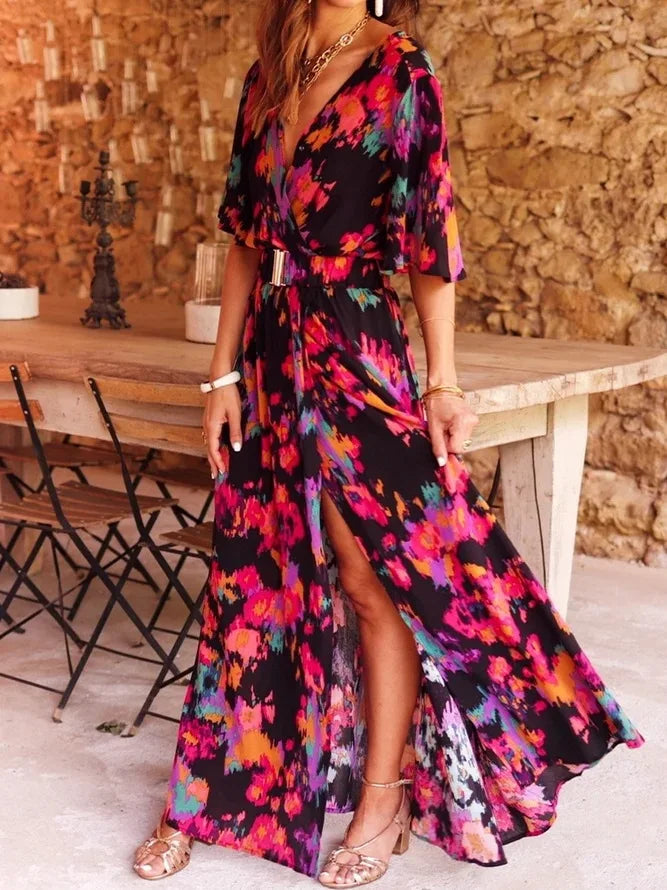 Summer Sexy Short Sleeve Party Long Boho Dress
