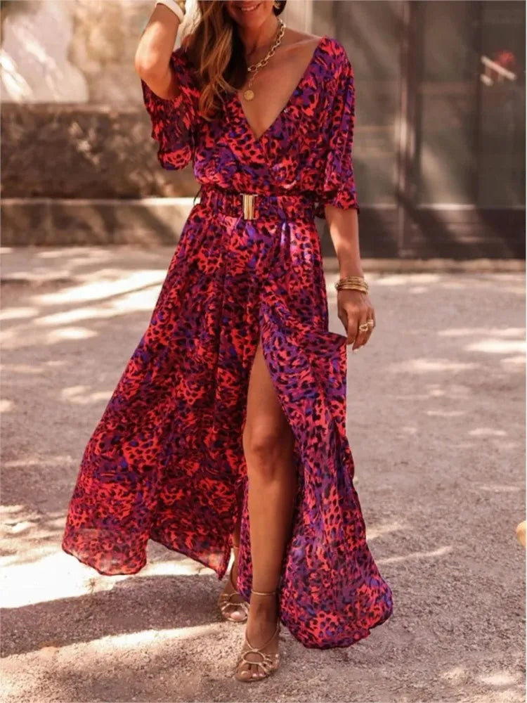 Summer Sexy Short Sleeve Party Long Boho Dress