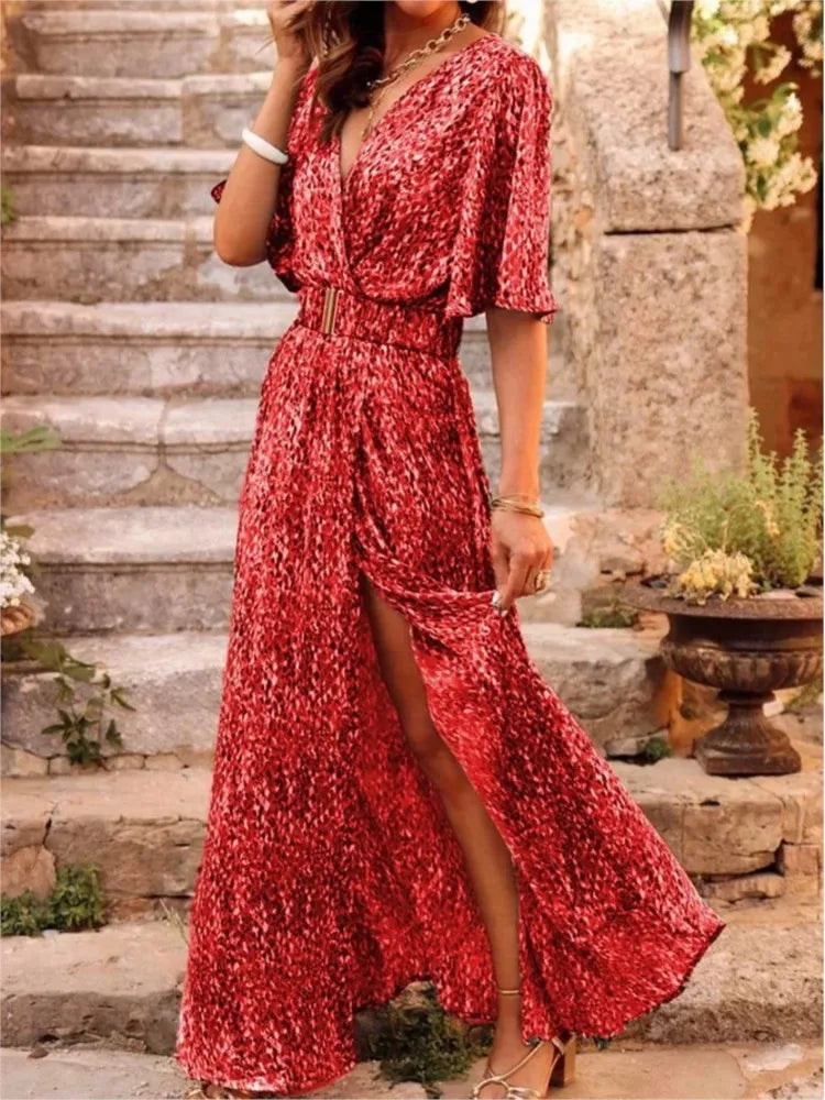 Summer Sexy Short Sleeve Party Long Boho Dress
