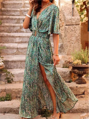 Summer Sexy Short Sleeve Party Long Boho Dress