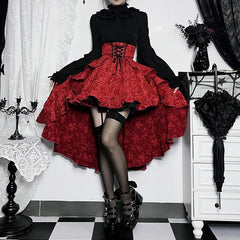 SteamGothic Irregular Shirring Pleated Party Maxi Long High Low Costumes Corset Skirt