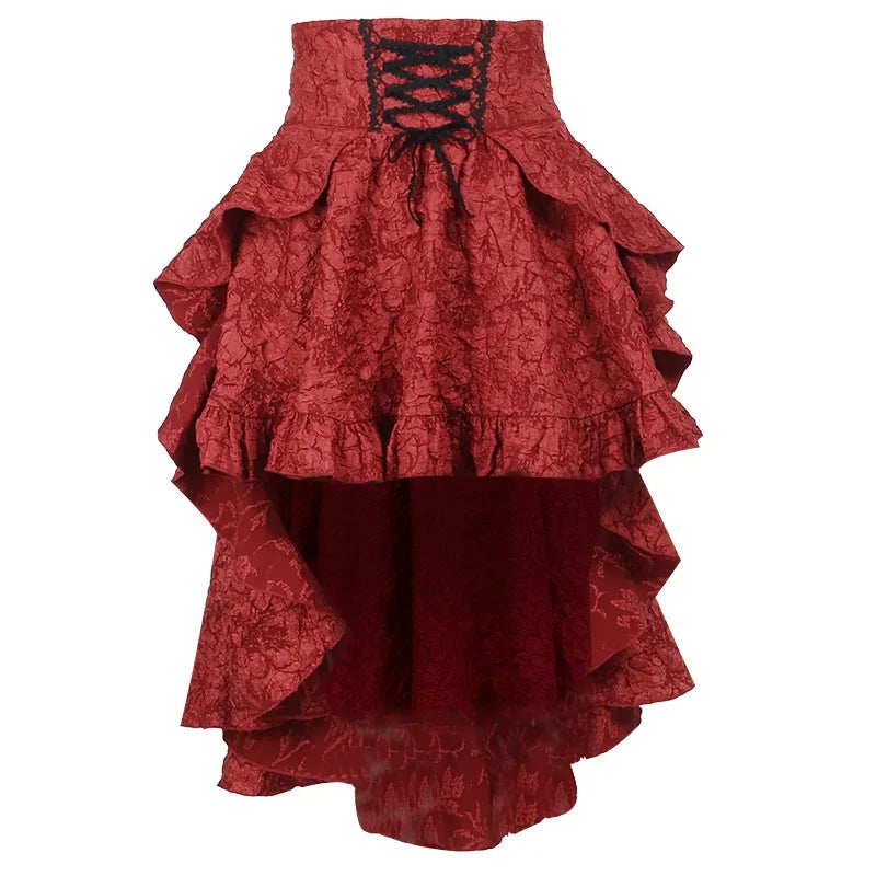 SteamGothic Irregular Shirring Pleated Party Maxi Long High Low Costumes Corset Skirt