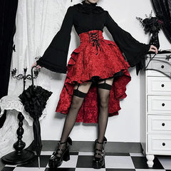 SteamGothic Irregular Shirring Pleated Party Maxi Long High Low Costumes Corset Skirt