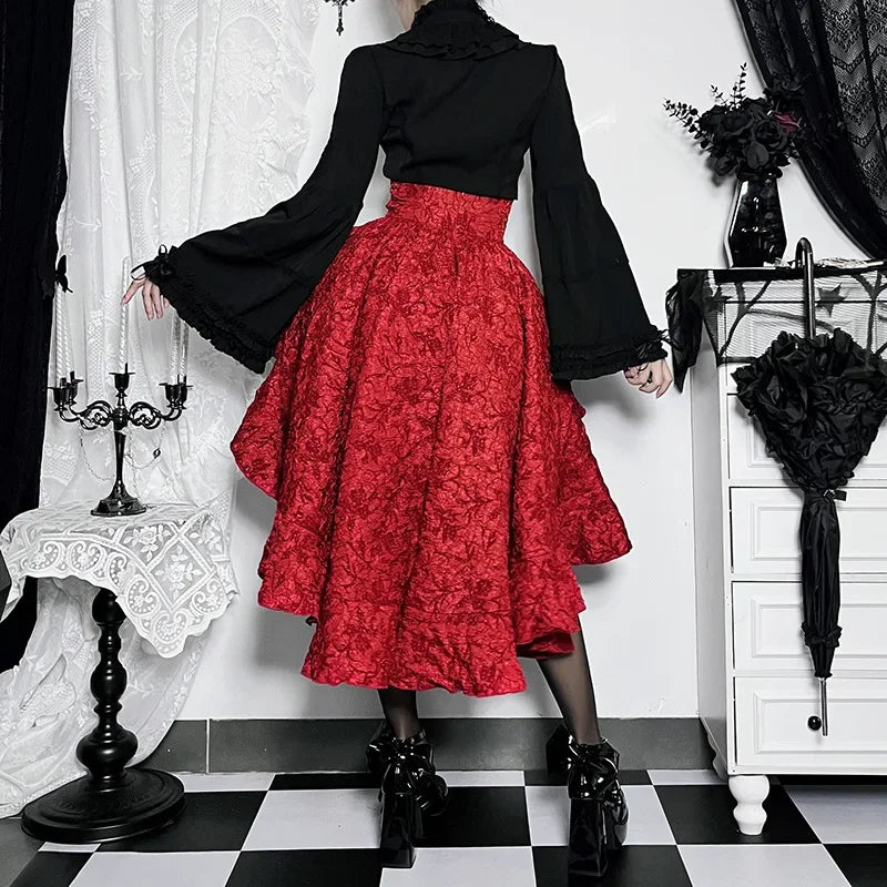SteamGothic Irregular Shirring Pleated Party Maxi Long High Low Costumes Corset Skirt