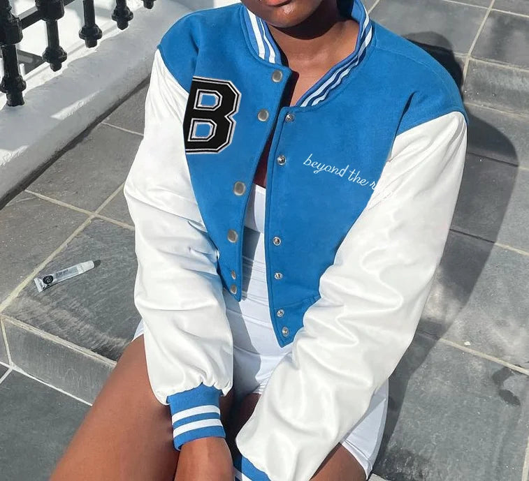 Stitching Leather Sleeves Short Retro Clothes Y2K Hombre Top Jacket Coat