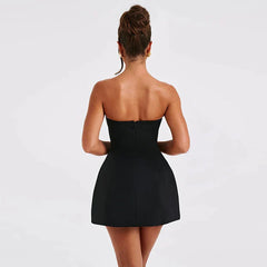 Strapless Backless Fashion With Zipper Off-Shoulder Sleeveless A-Line Bodycon Club Party Mini Dress