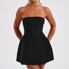 Strapless Backless Fashion With Zipper Off-Shoulder Sleeveless A-Line Bodycon Club Party Mini Dress