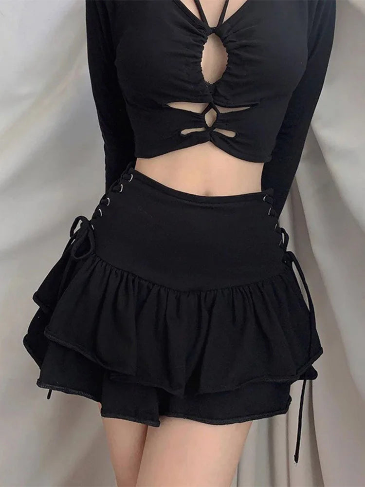 Streetwear Mall Harajuku Y2k High Waist Bandage Mini Skirt
