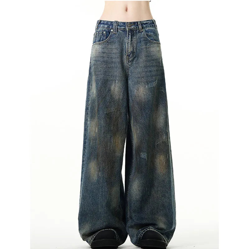 High Waist Streetwear Wide Leg Denim Pants