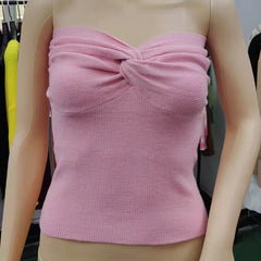 Basic Backless Off Shoulder Crop Top Knit Tube Tops Strapless Corset Tops