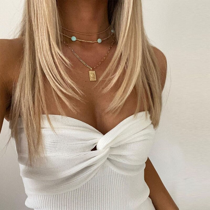 Basic Backless Off Shoulder Crop Top Knit Tube Tops Strapless Corset Tops