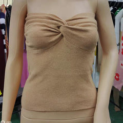 Basic Backless Off Shoulder Crop Top Knit Tube Tops Strapless Corset Tops