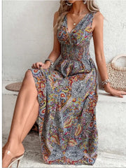 Fashion Sleeveless Print Beach Casual Boho Dress