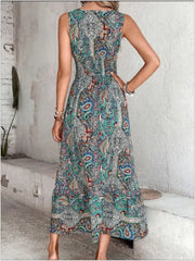 Fashion Sleeveless Print Beach Casual Boho Dress