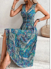 Fashion Sleeveless Print Beach Casual Boho Dress