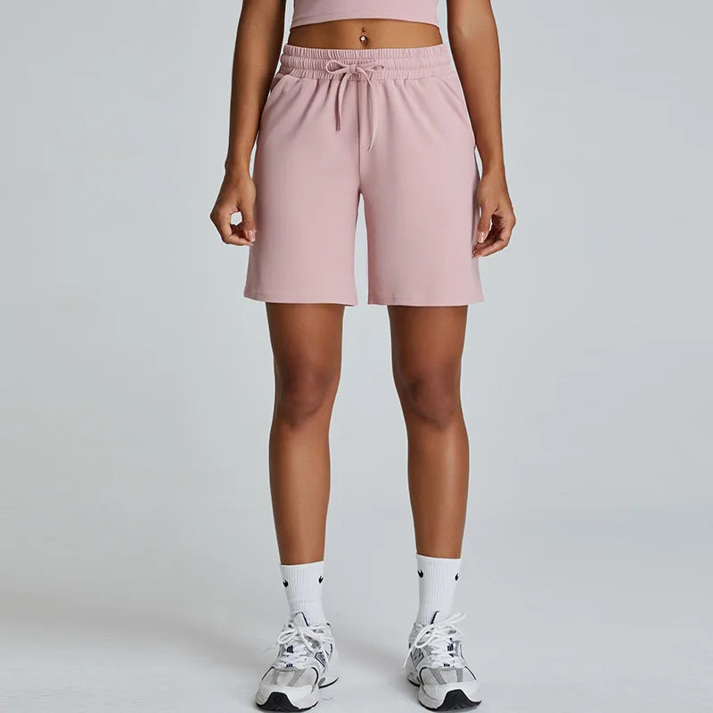 Summer Stretchy Straight Leg SweatShorts Loose Outer Wear Pants Sports Short