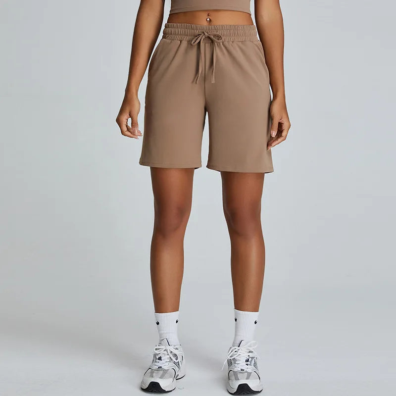 Summer Stretchy Straight Leg SweatShorts Loose Outer Wear Pants Sports Short