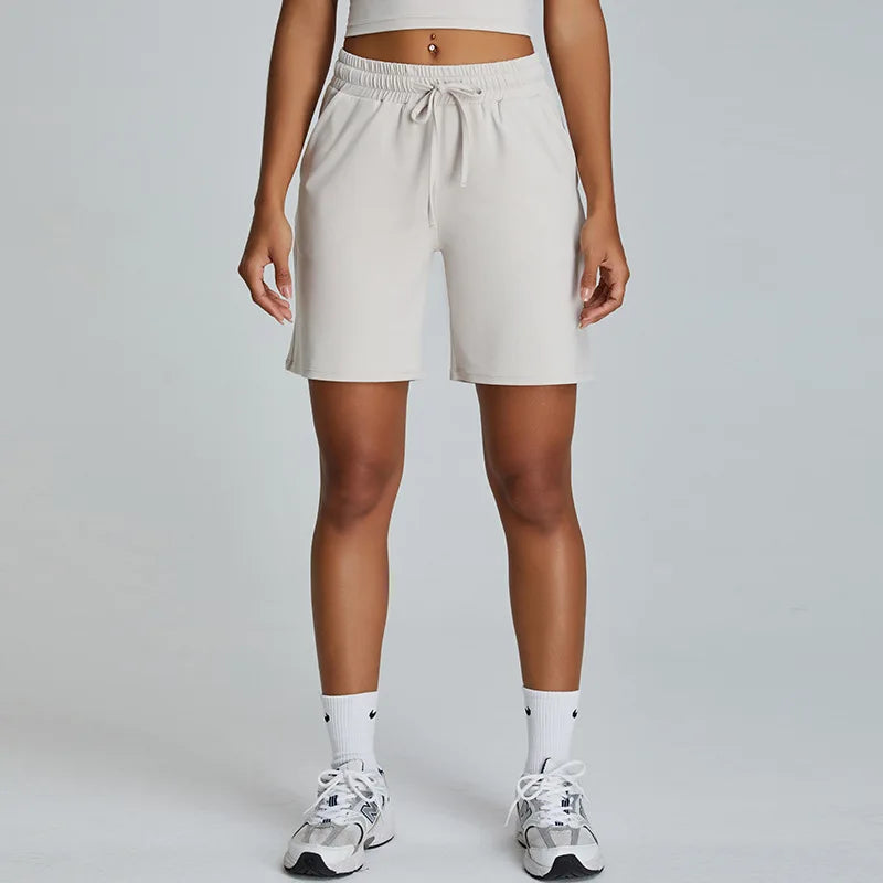 Summer Stretchy Straight Leg SweatShorts Loose Outer Wear Pants Sports Short