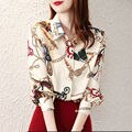 Chiffon Turn-down Collar Long Sleeve Vintage Shirt