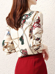 Chiffon Turn-down Collar Long Sleeve Vintage Shirt