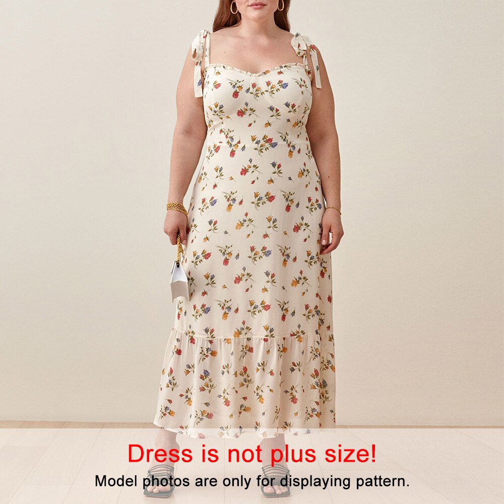 Print Beach Dress Sweetheart Neck Strap Elegant Vintage Chiffon Midi Dress