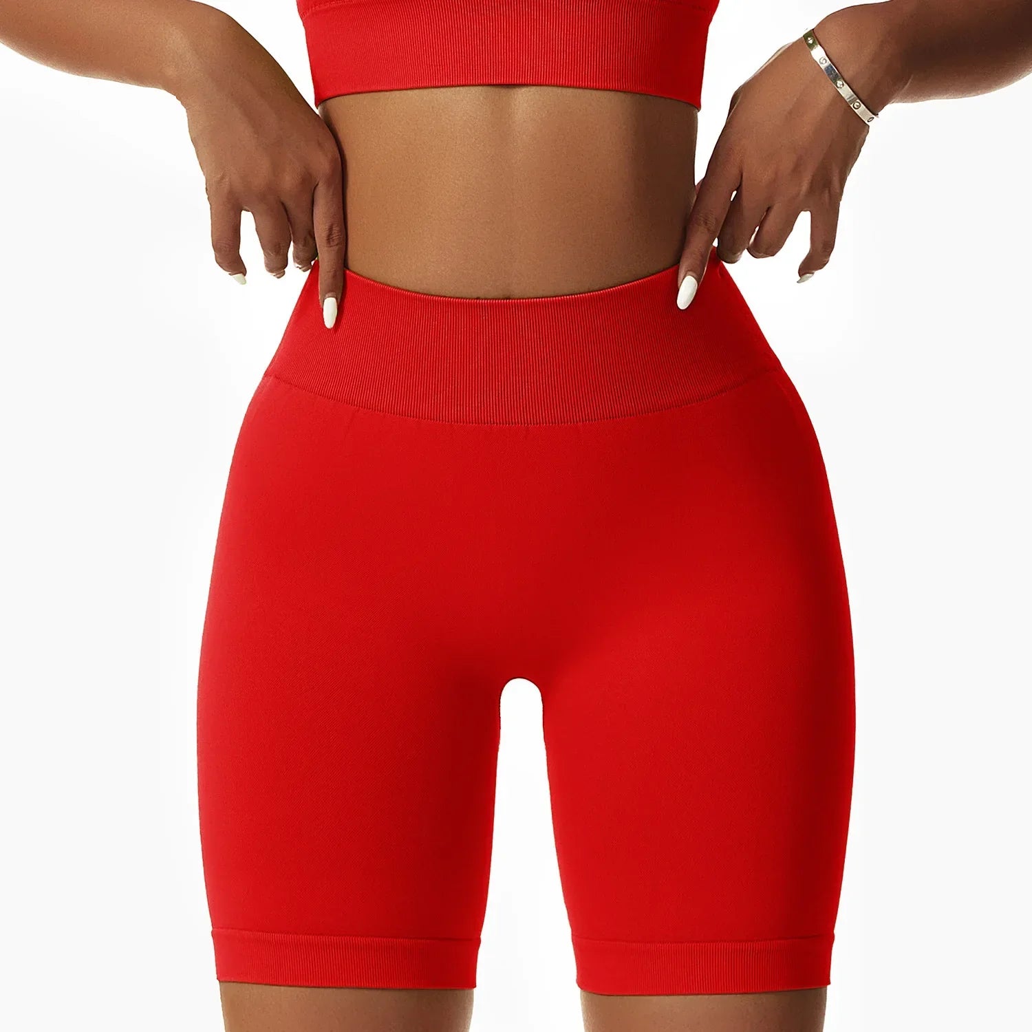 Summer Seamless High Waist Gym Elasticity Hip Lift Pants Running Cycling Sports Short