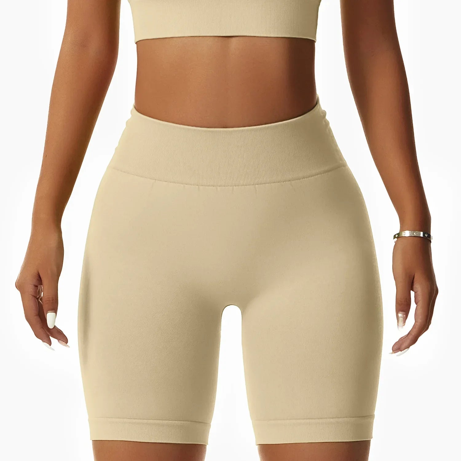 Summer Seamless High Waist Gym Elasticity Hip Lift Pants Running Cycling Sports Short