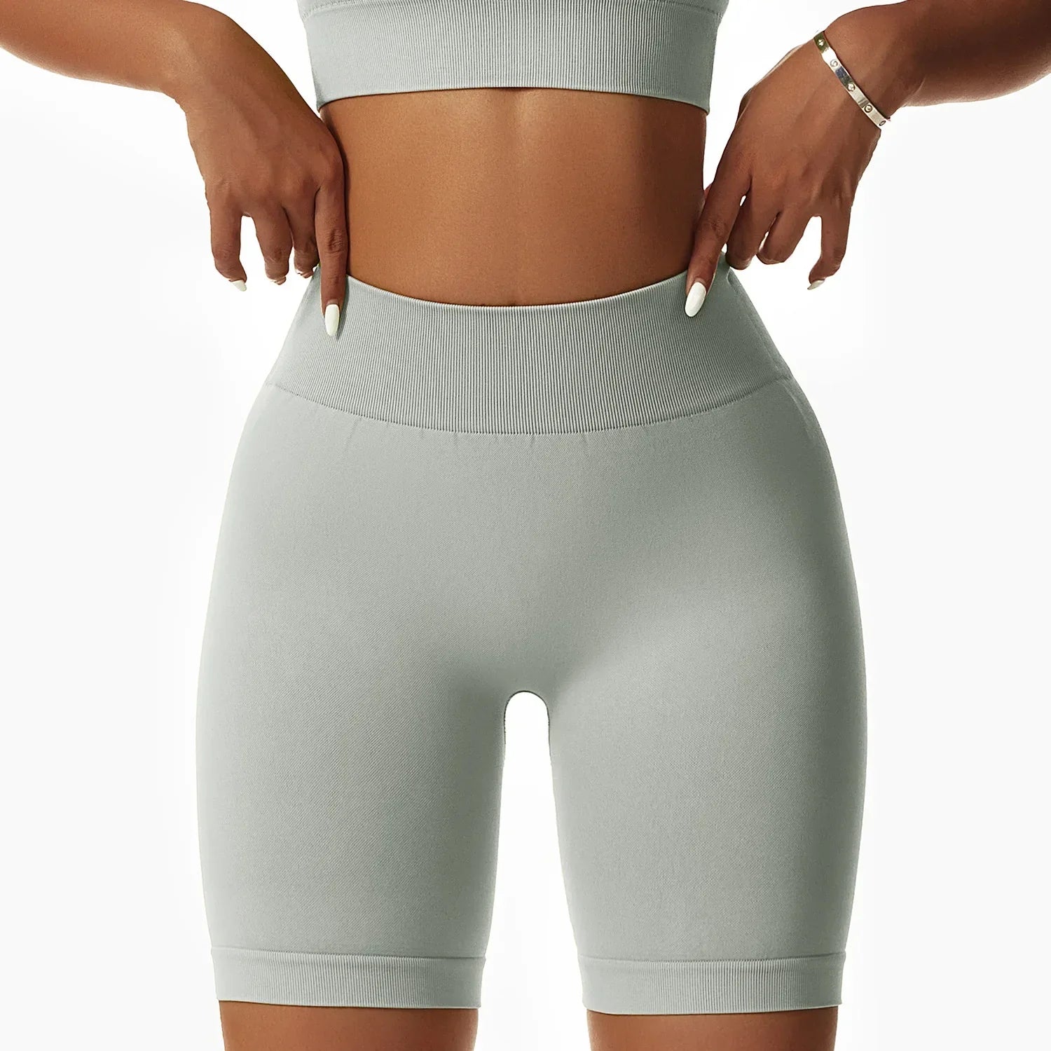 Summer Seamless High Waist Gym Elasticity Hip Lift Pants Running Cycling Sports Short