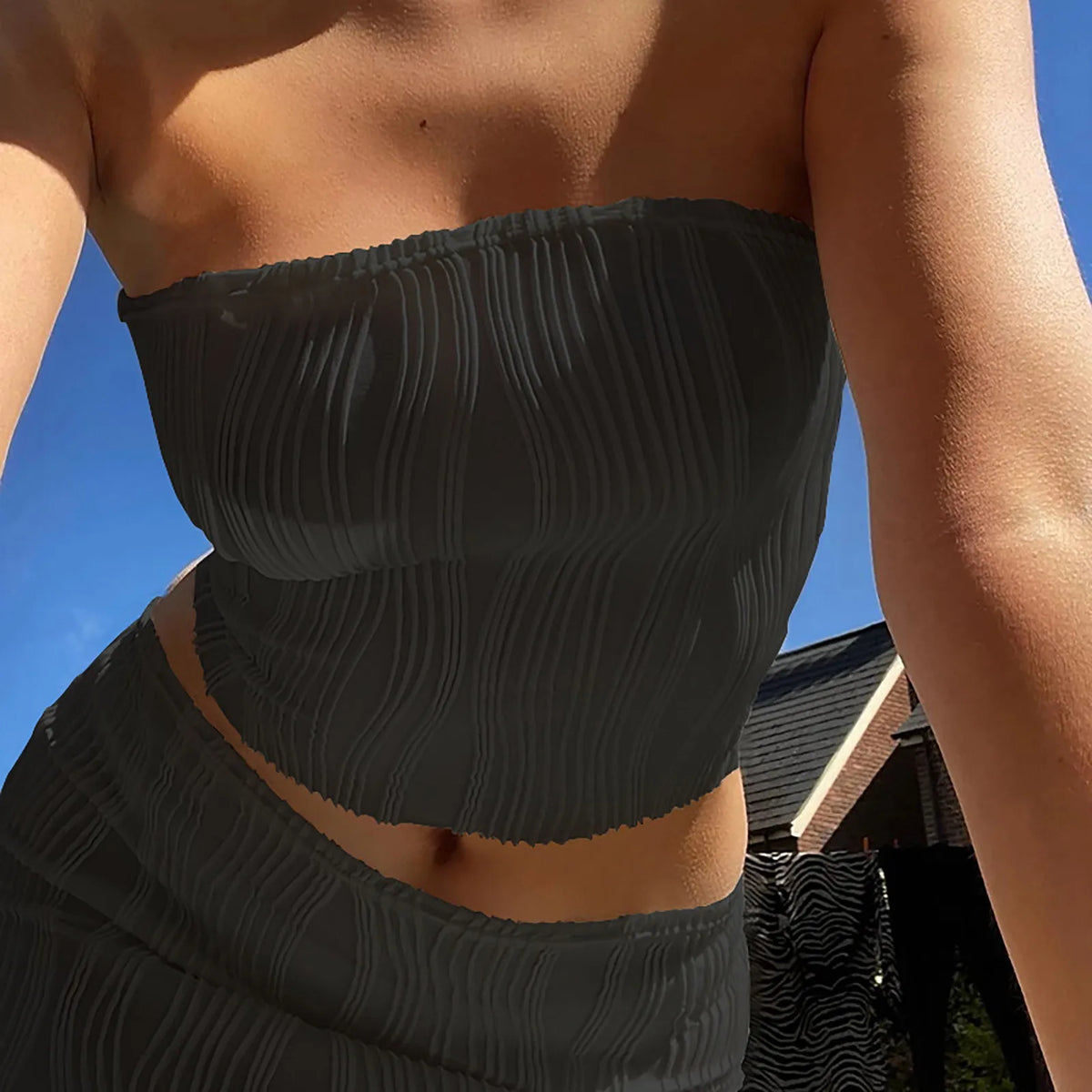 Skinny Cropped Solid Casual Tube Y2K Summer Female Clothes Cami Top