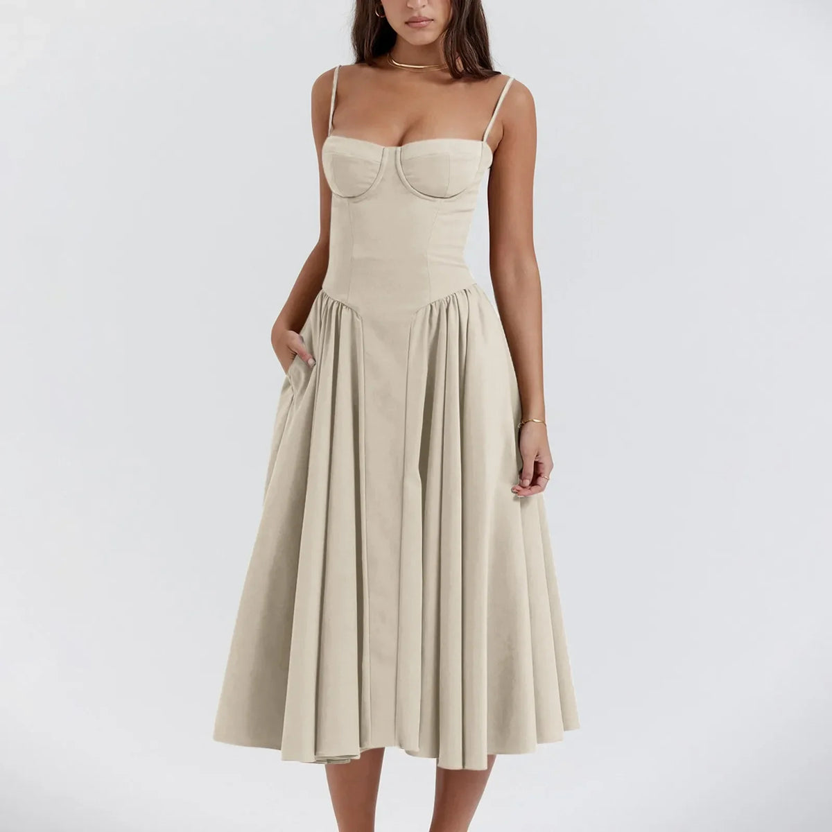 Floral Slip Tube Tops Sleeveless Fashion Printted A-line Midi Lady Boho Dress