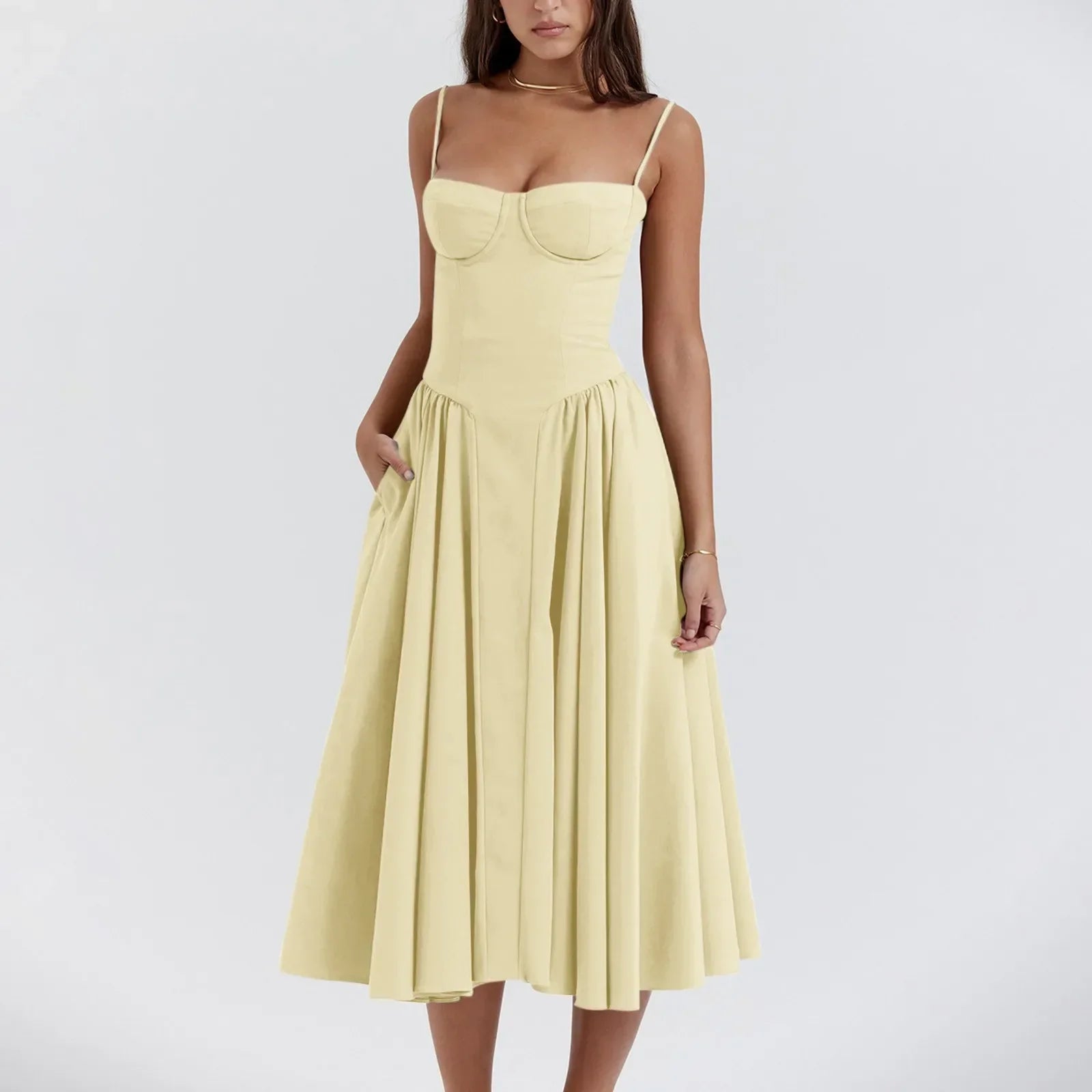 Floral Slip Tube Tops Sleeveless Fashion Printted A-line Midi Lady Boho Dress