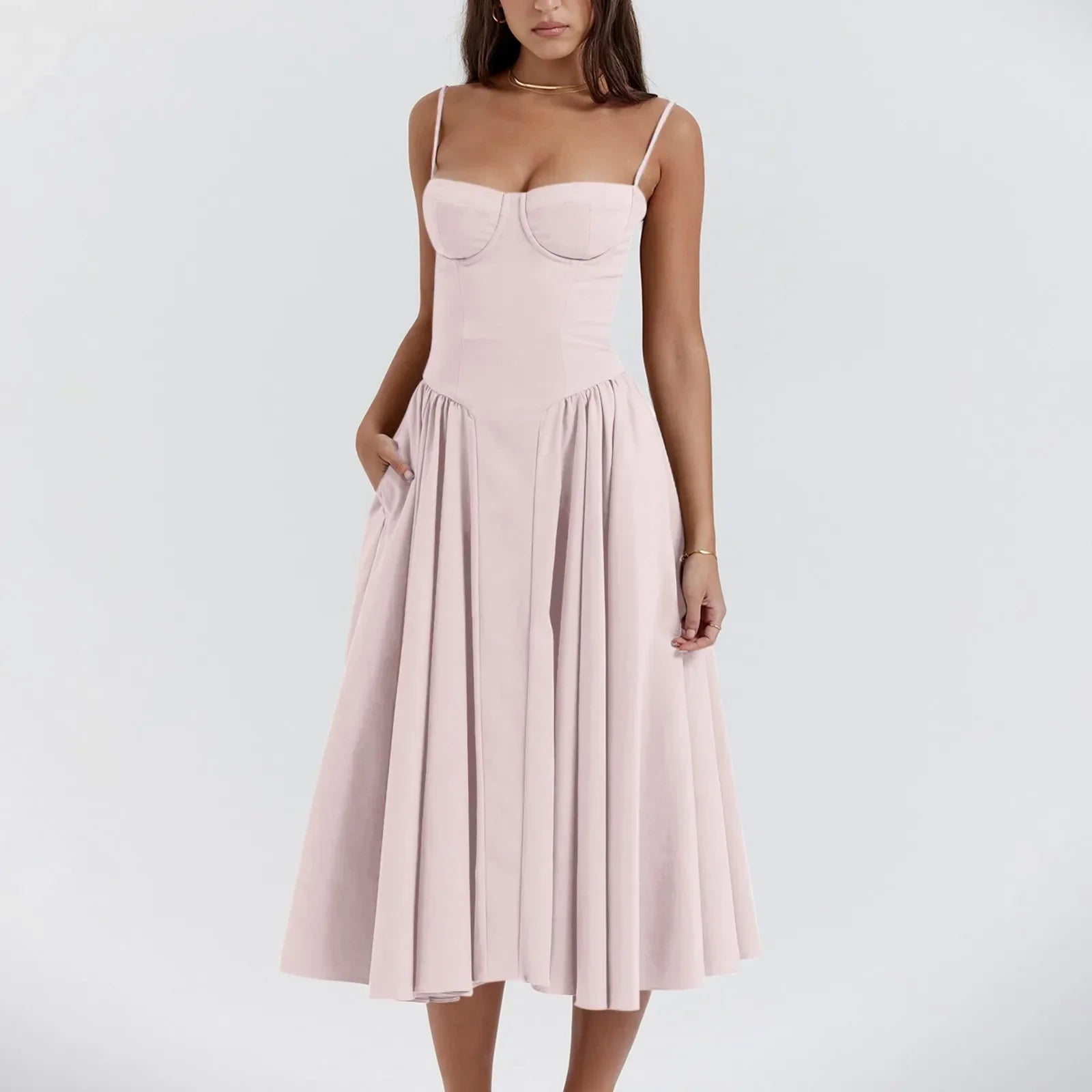 Floral Slip Tube Tops Sleeveless Fashion Printted A-line Midi Lady Boho Dress