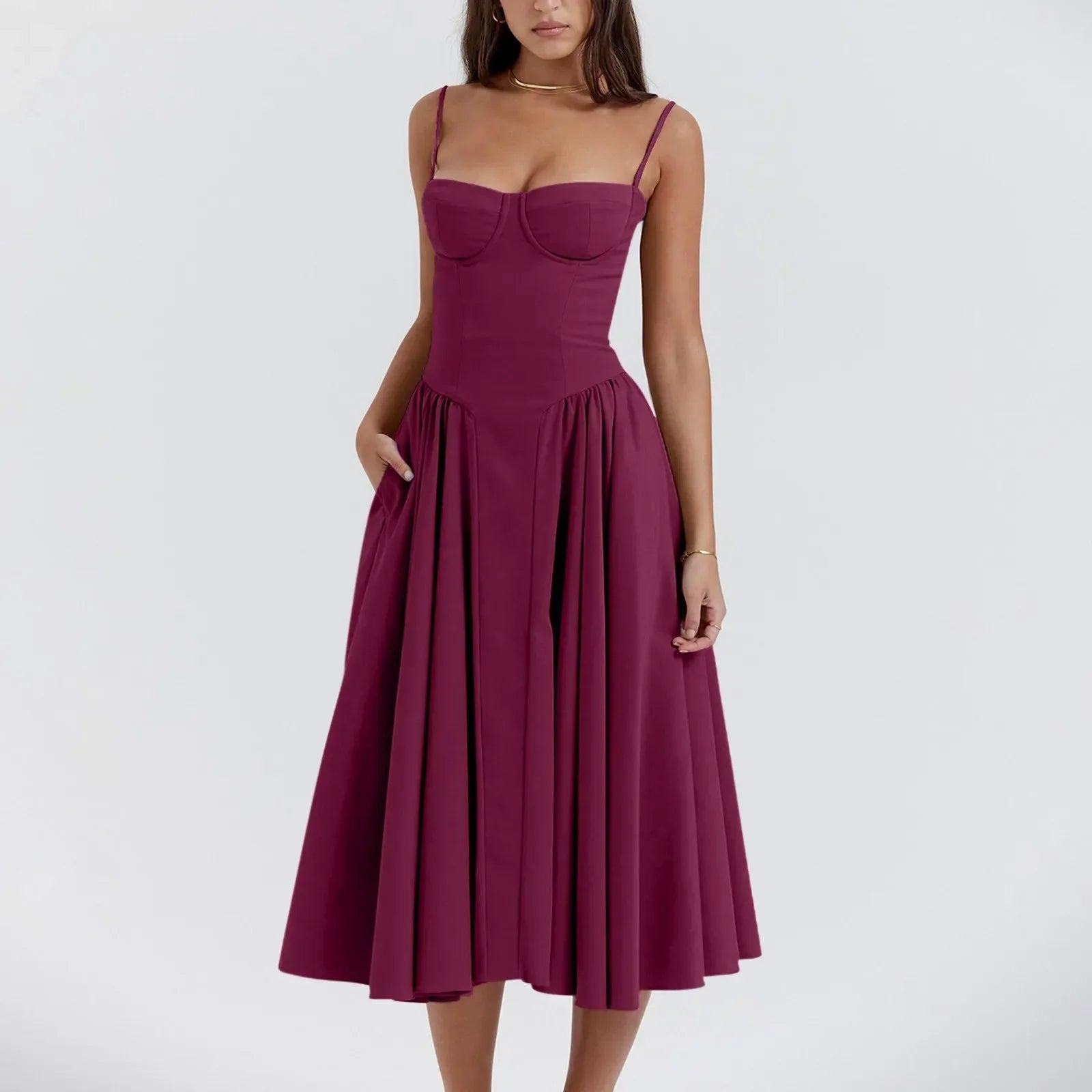 Floral Slip Tube Tops Sleeveless Fashion Printted A-line Midi Lady Boho Dress
